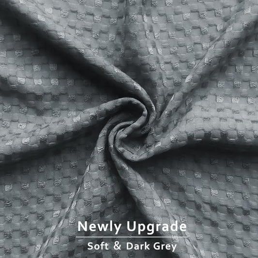 MIYE Pleated Waffle Weave Bed Skirt, Tailored Dust Ruffle 22 Inch Drop Easy Fit, Machine Washable (Dark Grey, Full - 22" Drop)
