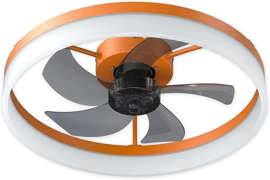 Ceiling Fan with Remote Control Memory Functions 21dB Low Noise 6 Adjustable Speeds Dimmable Led Ceiling Fan for Hallways Balconies Patios Orange Color