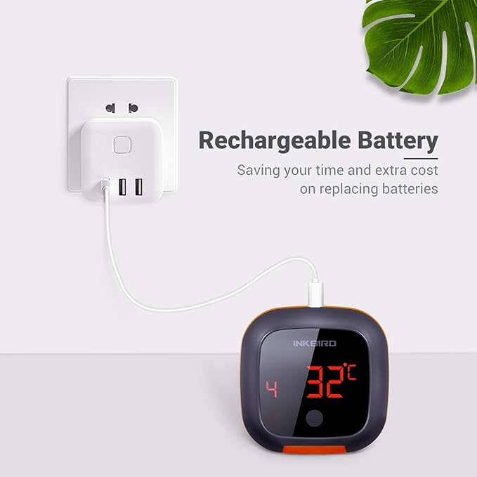 Inkbird Bluetooth Grill BBQ Meat Thermometer with Dual Probes Digital Wireless Grill Thermometer, Timer, Alarm,150 ft Barbecue Cooking Kitchen Food Meat Thermometer for Smoker, Oven, Drum