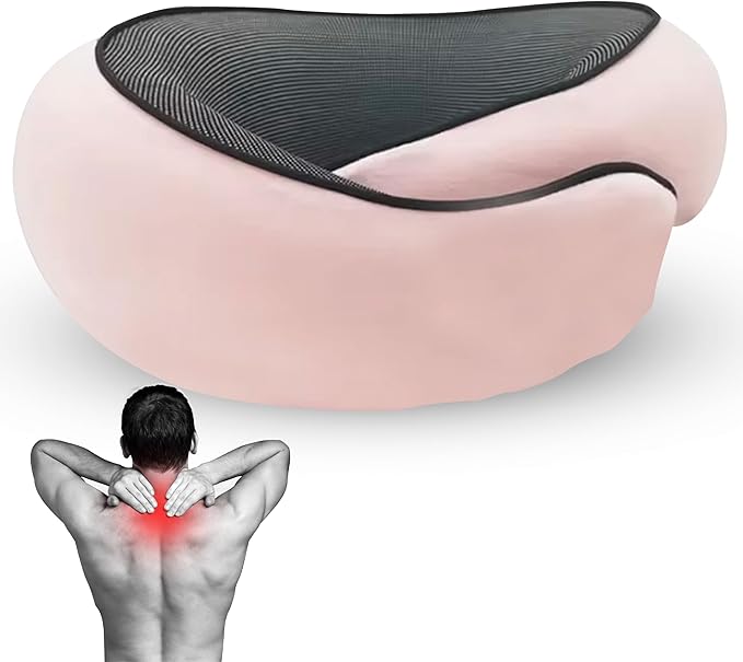 Airplane Travel Neck Pillow, Memory Foam Airplane Travel Pillow, 360 Degree Comfort and Breathability, Washable Modal Cover.Travel Neck Pillow for Airplane, Neck Pillow Airplane (Pink)
