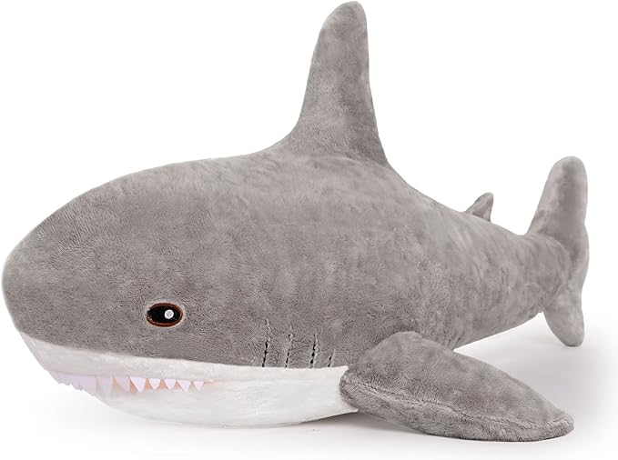 MorisMos Shark Pillow Giant Stuffed Shark, Baby Shark Plush Toy Shark Toys, Big Shark Stuffed Animal, Gray, 40in
