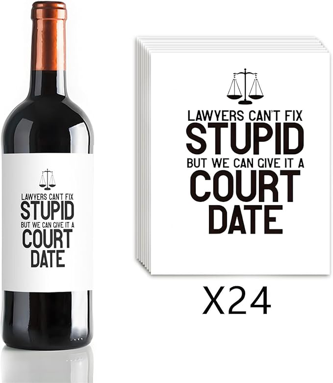24 Pcs Lawyer Gifts Wine Labels Lawyer Graduation Wine Labels for Bottles Lawyer Appreciation Gifts Wine Bottle Stickers Gifts for Judge Paralegal Prosecutor