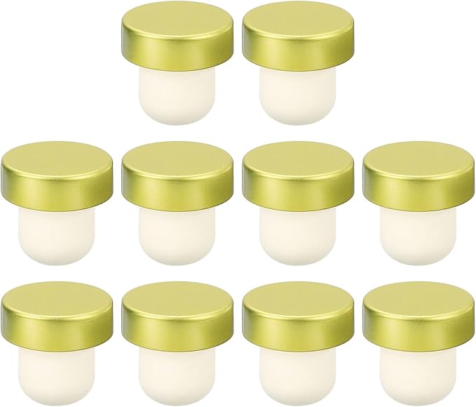 uxcell 16Pcs T-shaped Stoppers, 0.79inch Dia Cork Wine Stopper Reusable Wine Bottle Corks Sealing Plug for Wine Beer Beverage Bottle Crafts, Gold