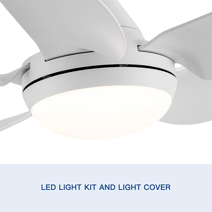 NicBex Ceiling Fan 30 Inch Indoor Modern Ceiling Fans with Integrated LED Light and Remote Control Down Rod Mount Ceiling Fan with 5 Blades for Living Room, Bedroom, White