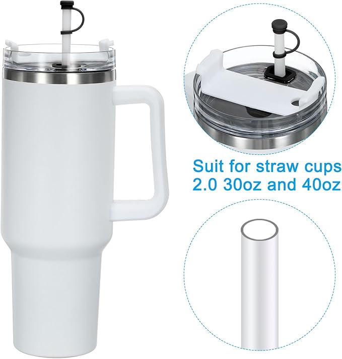 PATIKIL Silicone Spill Stopper for Straw Cup 1.0 40oz/ 30oz, Set of 6 Tumbler Accessories Including 2 Straw Cover Cap, 2 Square Spill Stopper and 2 Round Leak Stopper, Black