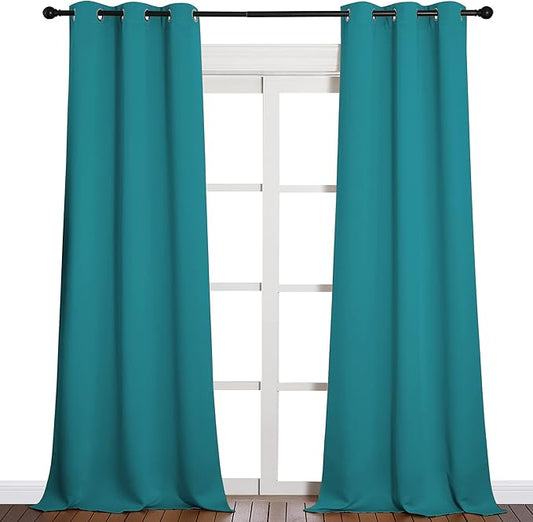 NICETOWN Room Darkening Curtains 90 inch Length 2 Panels, Thermal Insulated Grommet Blackout Curtains for Modern Casual Elegant Bedroom Kids Room Theme Decoration (Peacock Teal, 2 Pieces, W42)