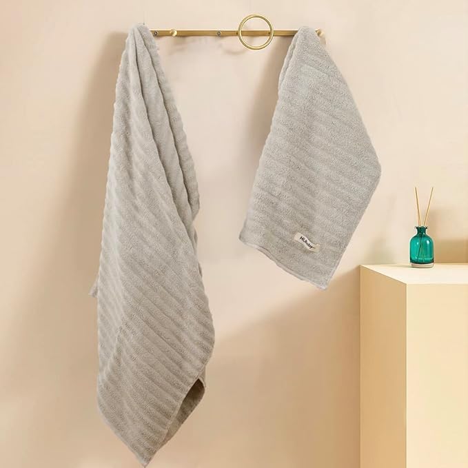 Luxury Ultra Soft Bath Towel Sets for Bathroom Hotel, Apricot 1 Bath Towels 2 Hand Towels Washcloths 100% Long-Staple Cotton Fluffy Highly Absorbent for Women Kids Elderly Face Body