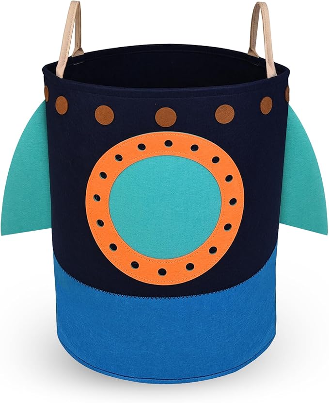 Laundry Hamper Large Rocket kids laundry basket with Carry Handle. Ideal for Toy Storage, Kids Laundry Hamper, Boys Hamper, Baby Laundry basket,Girls hampers for bedroom,Decor
