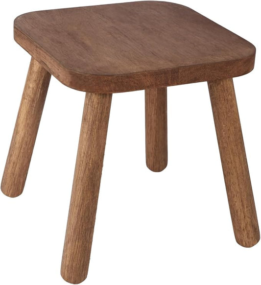 Natural Solid Wood Step Stool Wood Stool for Kids 11.7'' Sturdy Sitting Stool Wooden Step Stool for Adults Square Stool Wood Plant Stand Small Foot Stool with Four Detachable and Assembled Legs