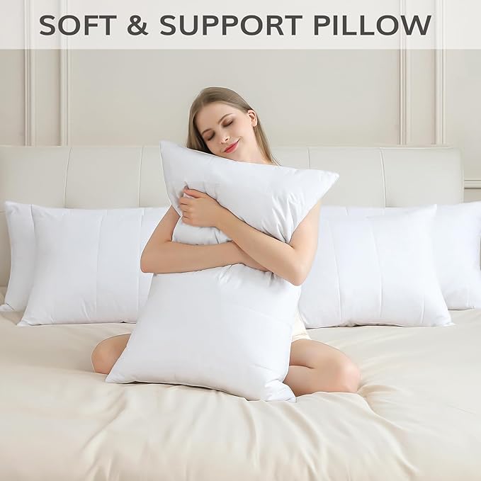 SAVORI Goose Down Feather Pillows with 100% Cotton Cover, Soft Hotel Bed Pillow for Sleeping, Cooling Pillow for Back, Stomach or Side Sleepers, Queen Size-White 20x30 Inch