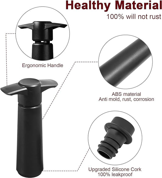 Wine Saver Pump with 8 Vacuum Wine Stoppers, Wine Bottle Stoppers with Food Grade Silicone Leak proof Keep Fresh Suitable for All Standard Wine Bottles