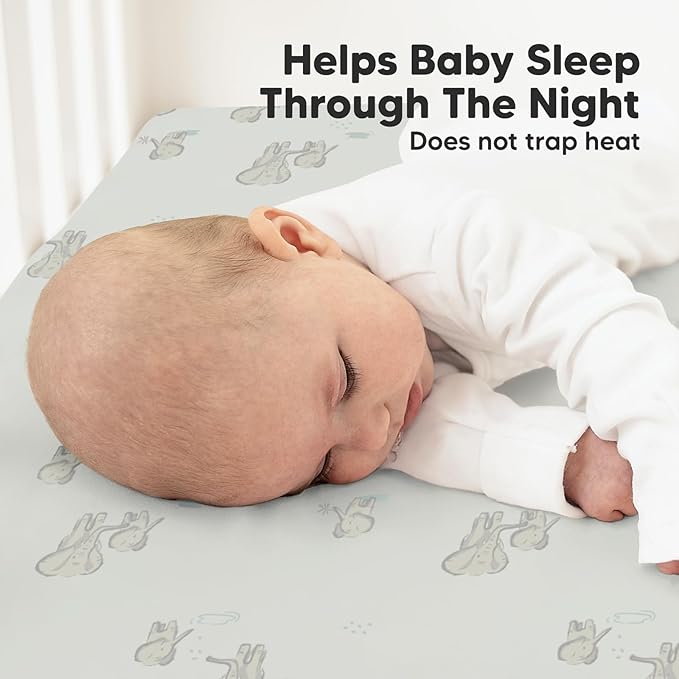 2-Pack Organic Crib Sheets for Boys, Girls - Jersey Fitted Crib Sheet, Baby Crib Sheets Neutral, Crib Mattress Sheet, Cotton Crib Sheets, Breathable Crib Sheet, Baby Mattress Sheets (Elly)