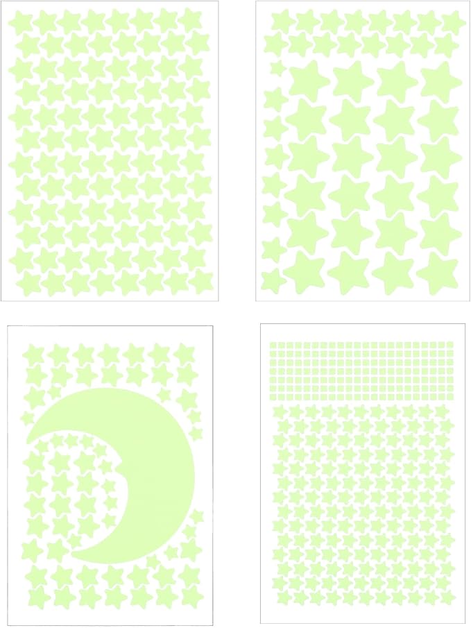 uxcell Glow Stars and Moon, Glow in The Dark Stickers, Stars and Squares Wall Decals Glowing Decal Decoration for Ceiling and Wall
