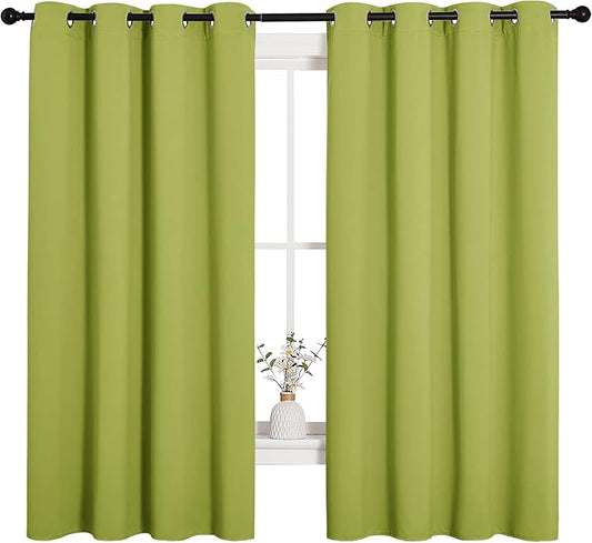 NICETOWN Blackout Curtain Panels for Loft Window, Thermal Insulated Solid Grommet Top Blackout Draperies/Drapes for Window (1 Pair, 55 x 68 inches in Fresh Green)