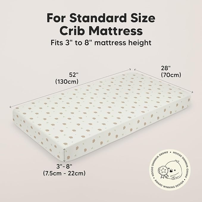 2-Pack Crib Sheets for Boys,Girls - Viscose Derived from Bamboo Fitted Crib Sheet, Organic Baby Crib Sheets, Crib Mattress Sheet,Toddler Bed Sheets,Baby Sheets for Crib Fitted Sheets(Nibbles/Bruce)