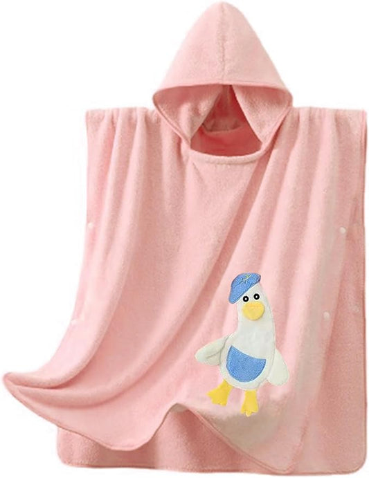 Toddler Beach Towel with Hood Kids Waffle Swim Cover Up Bath Towel Surf Poncho Boys Girls Hooded Beach Towel (C Pink, One Size)