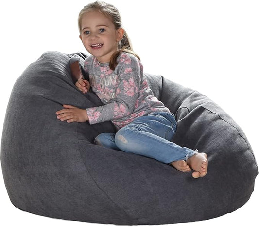 YuppieLife Stuffed Animals Bean Bag Chair Cover Candy-Colored Bean Bag(Just Cover, No Filling)/Extra Large Stuff 'n Sit Organization/Toy Storage Bag/Kids Toys Organizer(38'',Dark Grey)