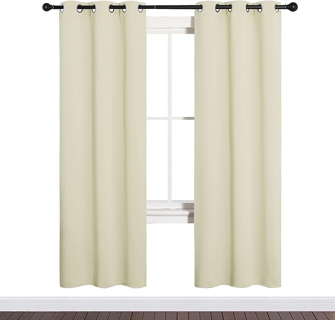 NICETOWN Blackout Curtains for Bedroom, 72 inches Long Curtains & Drapes for Living Room, Thermal Insulated Window Treatment Draperies for Nursery (Beige, 34" by 72")
