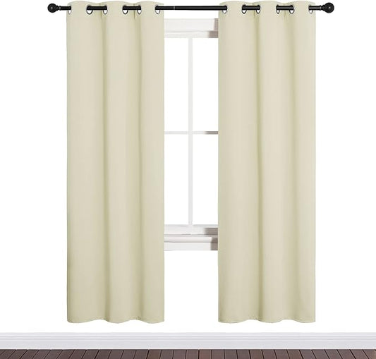 NICETOWN Blackout Curtains for Bedroom, 72 inches Long Curtains & Drapes for Living Room, Thermal Insulated Window Treatment Draperies for Nursery (Beige, 34" by 72")