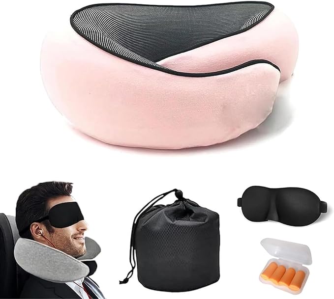 Travel Neck Pillows for Airplanes 2024 New Travel Pillow Neck Travel Pillow Memory Foam Airplane Pillow Soft Airplane Neck Pillow(Pink)
