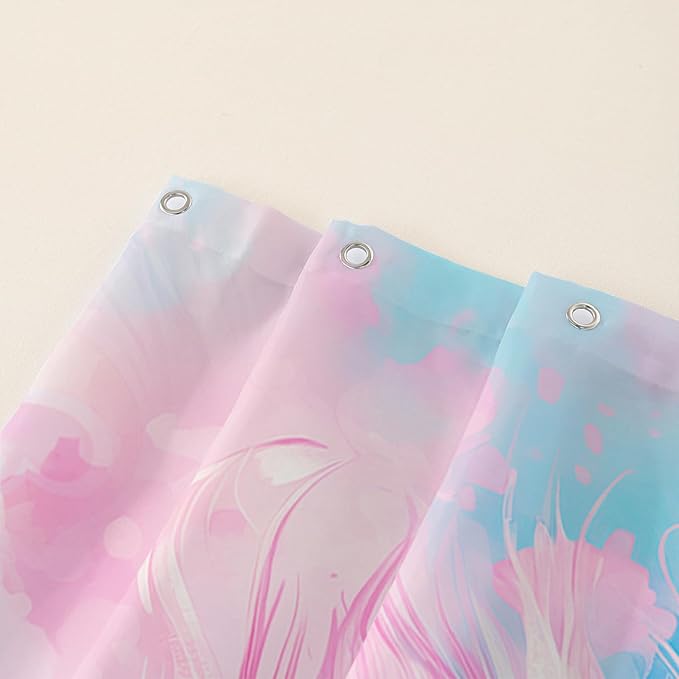 AILONEN Peacock Shower Curtain for Bathroom, Pink and Blue Peacock Feather Print Shower Curtain,Fashion Tie Dye Bath Curtain for Girls Women Waterproof 36" W*72" H