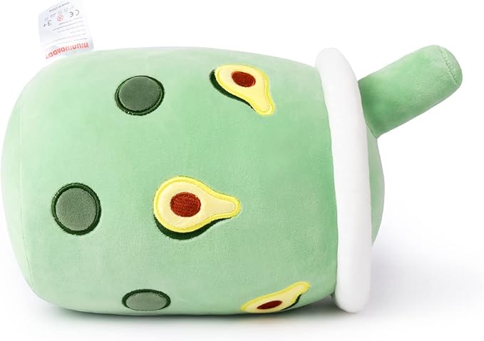 Niuniu Daddy Stuffed Boba Plushies Squishy Bubble Tea Plush Toy Pillow Cute Milk Tea Plushie Adorable Cuddle Pillow Stuffed Food Toy Great Gift for Birthday/Christmas (Avocado, Medium)