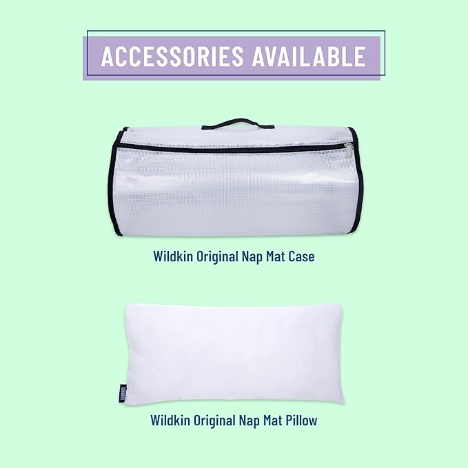 Wildkin Original Nap Mat with Reusable Pillow for Boys & Girls, Ideal for Sleepovers, Equipped with Hook & Loop Fastener, Made from Cotton Blend Materials - Nap Mat for Kids