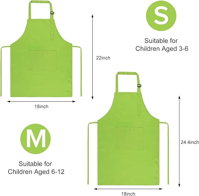 SUNLAND Kids Apron and Hat Set Children Chef Apron for Cooking Baking Painting