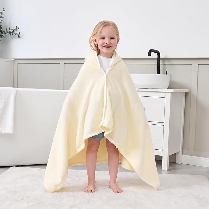Hiturbo Kids Animal Hooded Towel: Soft Plush Fleece Blanket - 50"x30" Swim Cover Up - Pool Beach Bath Towel Wrap for 3-12 Yrs (Ivory Panda)