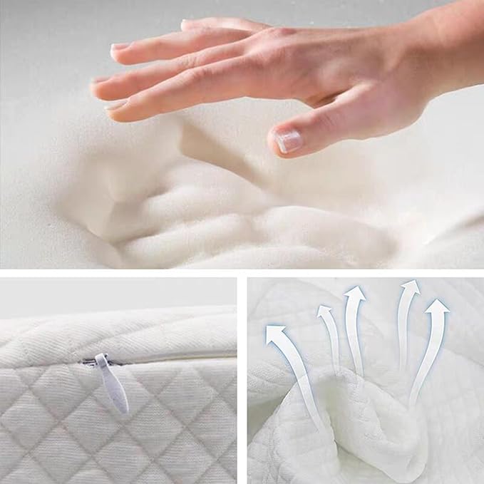 Sleep Pillow for Boys and Girls,Breathable Memory Foam Head Wedge Cushion Prevents Spit Pillow(White, Square)