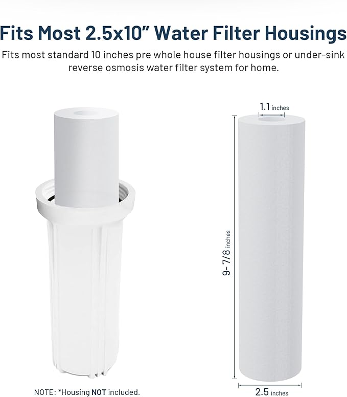 Whole House Water Filter Cartridge Replacement for Well Water, 5 Micron Water Filter 10 x 2.5 Melt Blown PP Sediment Water Filter Compatible with AP110, WHKF-GD05, CFS110, P5, WFPFC5002 - Pack of 2