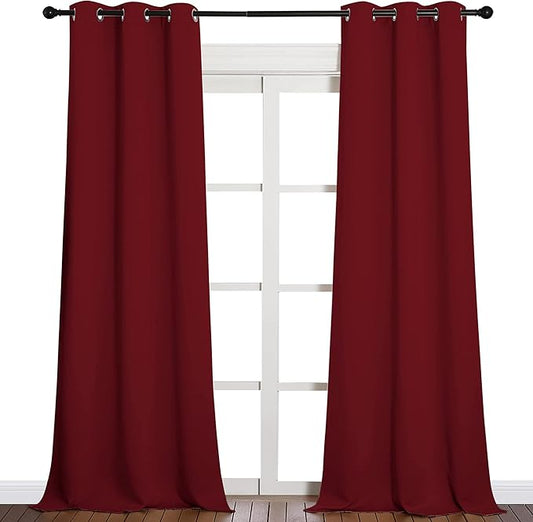 NICETOWN Christmas Burgundy Red Blackout Drapes - Window Treatment Light Blocking Privacy Curtain Panels for Window Decoration (Set of 2, 42 inches by 90-inch)