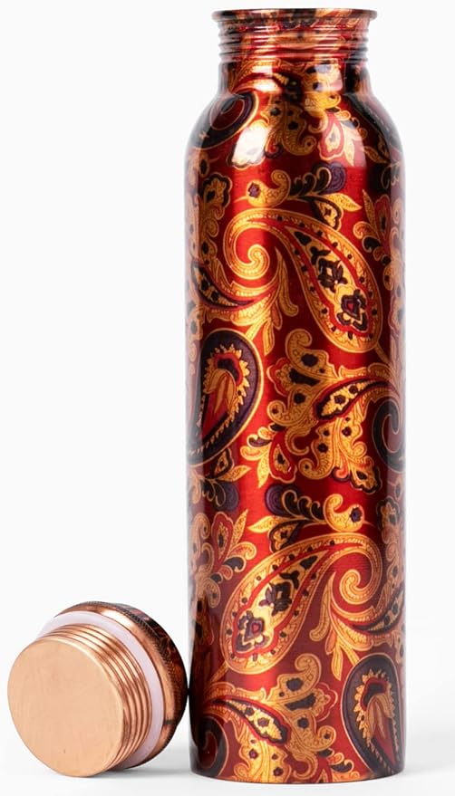 VEDANA Premium Ayurvedic Pure Copper Water Bottle | Leak Proof 1 Liter Copper Vessel for Drinking Water | Great Water Bottle for Sports, Yoga & Everyday Use