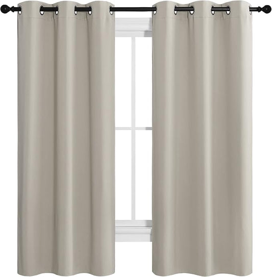 NICETOWN Kitchen Curtains for Decoration, Thermal Insulated Grommet Room Darkening Draperies/Panels for Laundry (Natural, 2 Panels, W42 x L68 inches)
