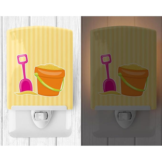 Caroline's Treasures BB8658CNL Beach Baby Girl Bucket of Sand Ceramic Night Light Compact, UL-Certified, Ideal for Bedroom, Bathroom, Nursery, Hallway, Kitchen, 6x4x3, Multicolor