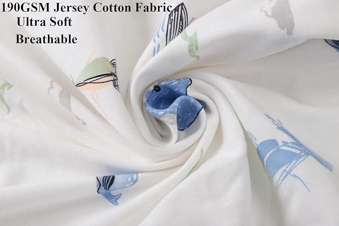 Bassinet Sheets Compatible with Graco Pack ‘n-Play Dome LX Bassinet (not Playard), 2 Pack, 100% Jersey Knit Cotton 190GSM, Ultra Soft Breathable, Dolphin and Whale