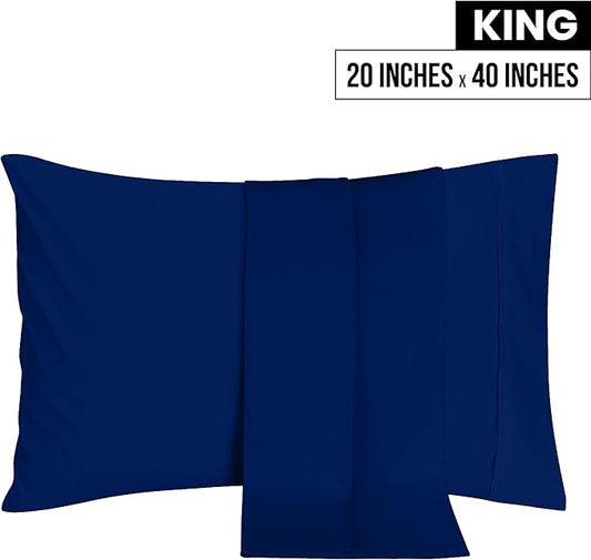 Utopia Bedding King Pillow Cases - 2 Pack - Envelope Closure - Soft Brushed Microfiber Fabric - Shrinkage and Fade Resistant Pillow Covers 20 X 40 Inches (King, Royal Blue)