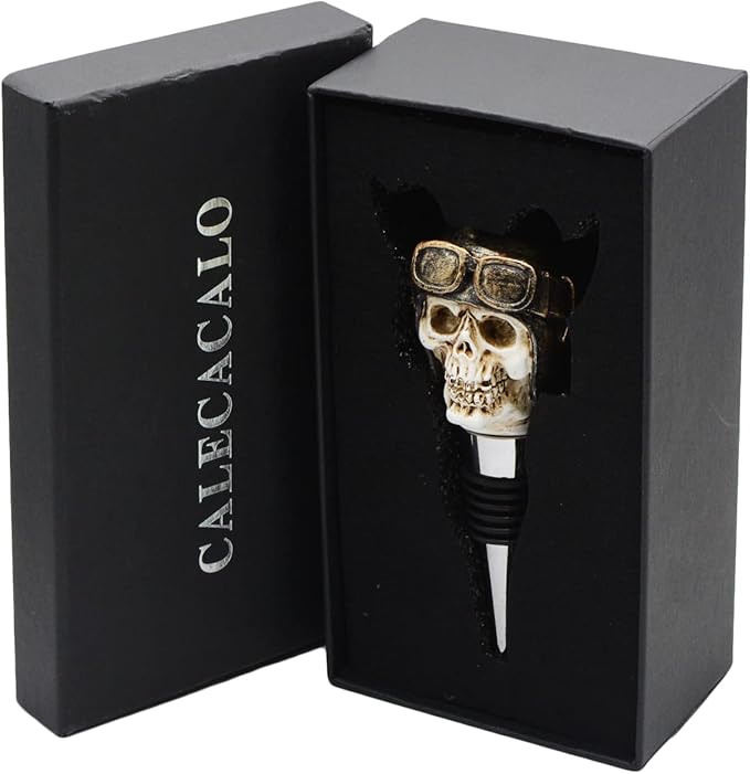 Wine Bottle Stopper Pilot Skull Decor Beverage Wine Cork for Man Housewarming Gift,Christmas,Thanksgiving
