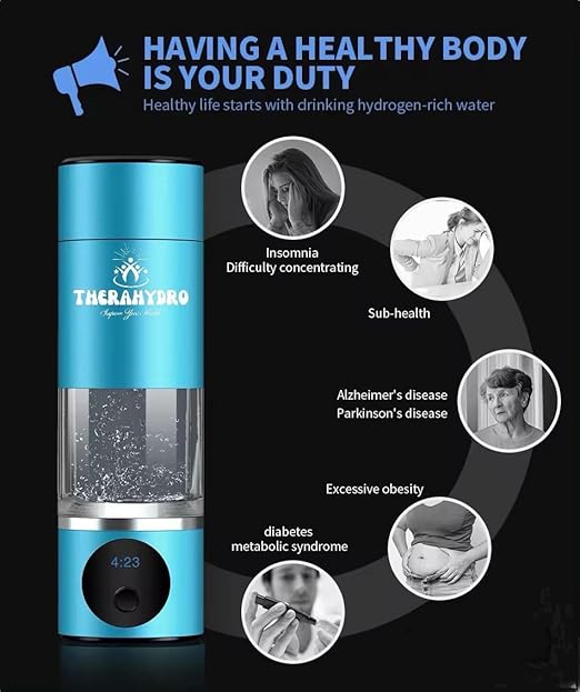 ; Hydrogen Water Bottle ; Generates Real 6000ppb+ Pure Hydrogen Water Concentration - Hydrogen Water Bottle Generator; Food Grade Material - Hydrogen Water Machine ; SPE/PEM THECH
