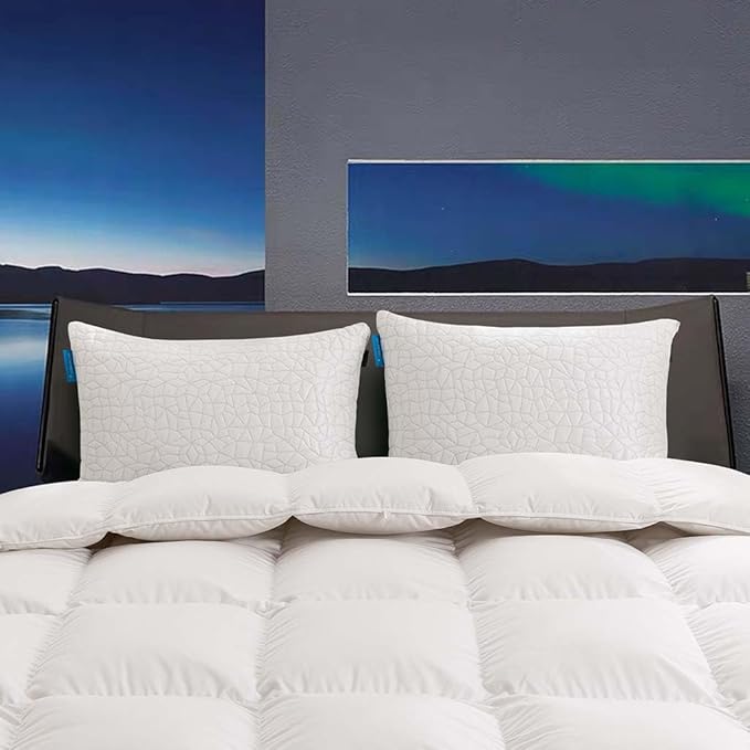 Cooling Pillows for Sleeping, Adjustable Shredded Memory Foam Bed Pillows King Size Set of 2, Cool Pillow for Hot Sleepers, with Extra Fill for Side Back and Stomach Sleepers