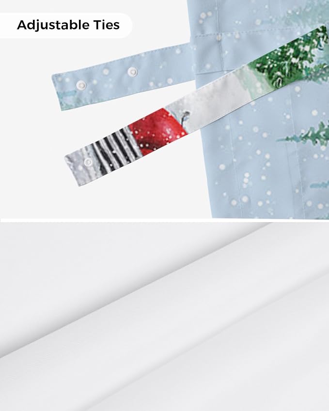 Red Truck Christmas Blackout Tie Up Valance Curtains for Kitchen Windows Merry Christmas Farmhouse Window Toppers Balloon Shades for Living Room/Bathroom/Bedroom,1 Panel, 42" X 18", Winter Xmas Tree