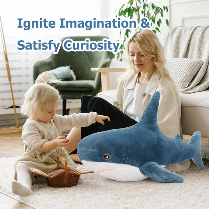 MorisMos Giant Stuffed Animal Shark Plush, Shark Stuffed Animal Large, Soft Shark Pillow Stuffed Toy for Kids, 32in