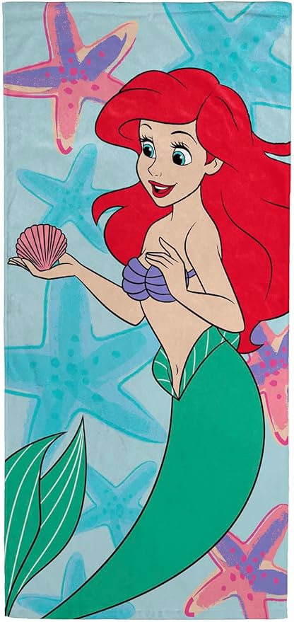 Disney The Little Mermaid Kids Bath Pool Beach Towel - Princess Ariel Super Soft & Absorbent 100% Cotton Towel, Measures 28 x 58