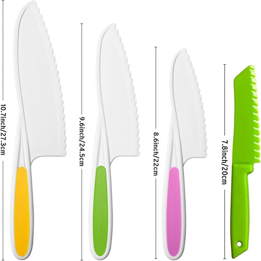 MOTYAWN 8 Pieces Kids Plastic Nylon Cooking Knife Set, Safe Knives for Bread Without BPA,Children's Safe Cooking Chef Nylon Knives for Cooking and Cutting Fruits, Veggies & Cake