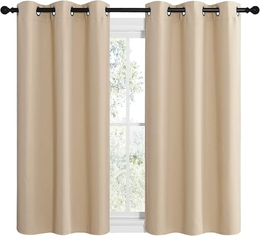 NICETOWN Room Darkening Draperies Window Curtain Panels, Thermal Insulated Grommet Room Darkening Curtains for Bedroom (Biscotti Beige, 2 Panels, W42 x L50 -inch)