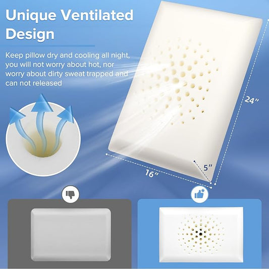 Memory Foam Pilllows for Sleeping, Soft Contour Pillow for Pain Relief, Bed Pillow for Side Back Stomach Sleepers,Cooling Pillow with Removable and Washable Cover, White