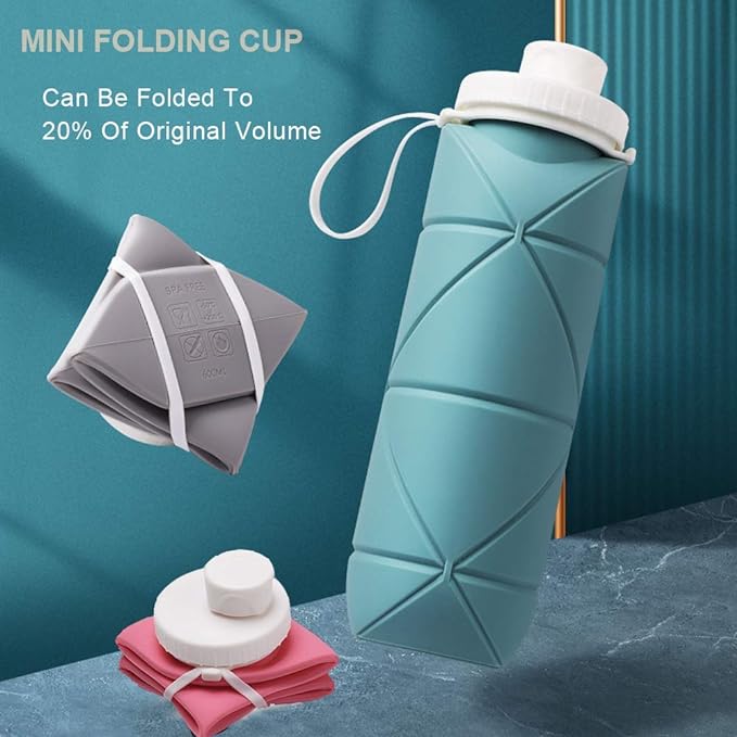 SPECIAL MADE Collapsible Water Bottles Cups Leakproof Valve Reusable BPA Free Silicone Foldable Travel Water Bottle Cup for Gym Camping Hiking Travel Sports Lightweight Durable