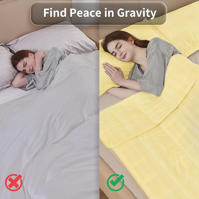 Weighted Blanket for Adult,15lbs Heavy Weighted Blanket 60"x80" Breathable Cooling Summer Blankets, Ultra Soft Cotton Comfort Throw Blanket with Glass Beads for All-Season (Yellow)