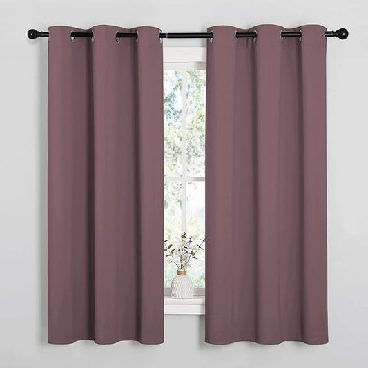 NICETOWN Dry Rose Blackout Curtains for Bedroom (1 Pair, 42 x 63 inches), Farmhouse Thermal Insulated Room Darkening Drapes for Windows