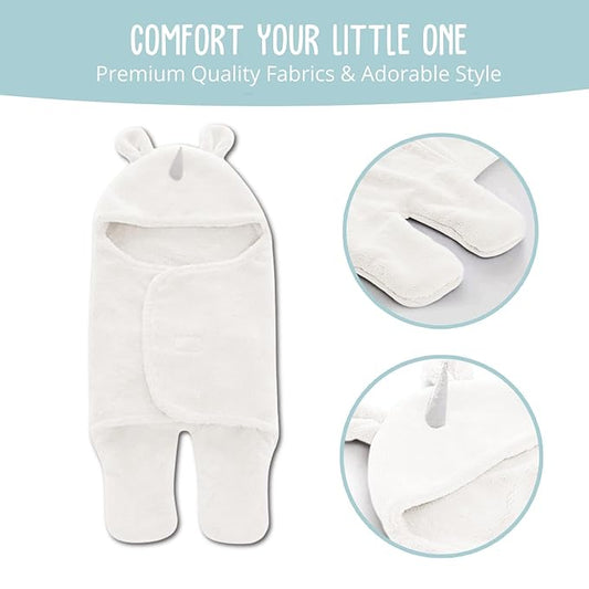 BlueMello Baby Swaddle Blanket | Ultra-Soft Plush Unicorn Essential for Infants 0-6 Months | Swaddling Wrap White | Ideal Newborn Registry and Toddler Boy Accessories | Perfect Baby Girl Shower Gift